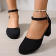 thumbnail image 5 of GERsome Women's Low Chunky Heels Closed Toe Ankle Strap Work Office Wedding Party Dress Pump Shoes, Black Size 6.5, 5 of 9