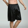 thumbnail image 4 of Defitshape Men's Satin Sleep Shorts Boxers Underwea Pj Pajama Bottom Casual Nightwear Bunched Loungewear Cool Summer Elastic Black Medium, 4 of 5
