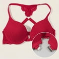 thumbnail image 3 of Livrdious Push Up Bras for Women Deep V Front Close Beauty Lace Racerback T-Shirt Bra Comfort Padded Underwire Bra, 32B-40C, 3 of 8