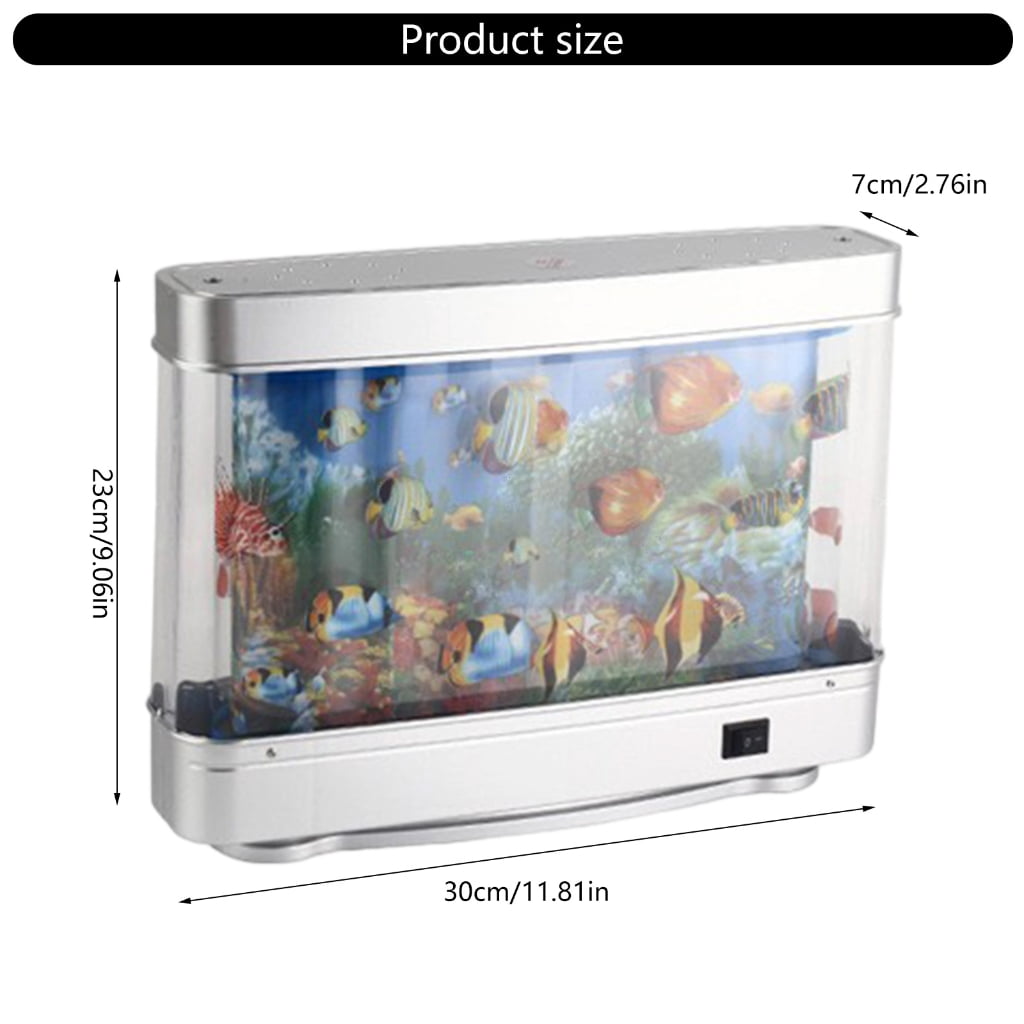 Virtual Aquarium Night Light LED Aquarium Decors Lights Motion Lamp with Moving Fish