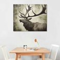 thumbnail image 2 of COMIO  Wild Elk Deer Picture Rustic Animal Wall Art Roaring Wildlife with Big Antlers Hand Painted Artwork Print in Grey and White for Living Room Bedroom Bathroom, 2 of 4