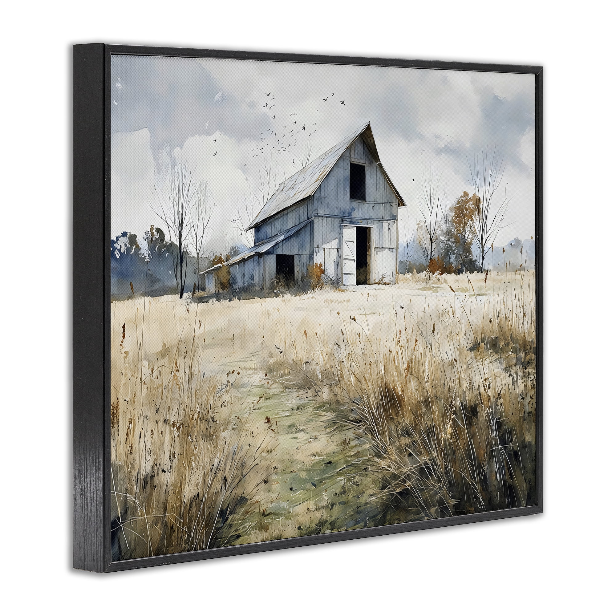 Stupell Industries Old Blue Barn in Farmland Black Framed Giclee Art, design by Franklyn Gregory