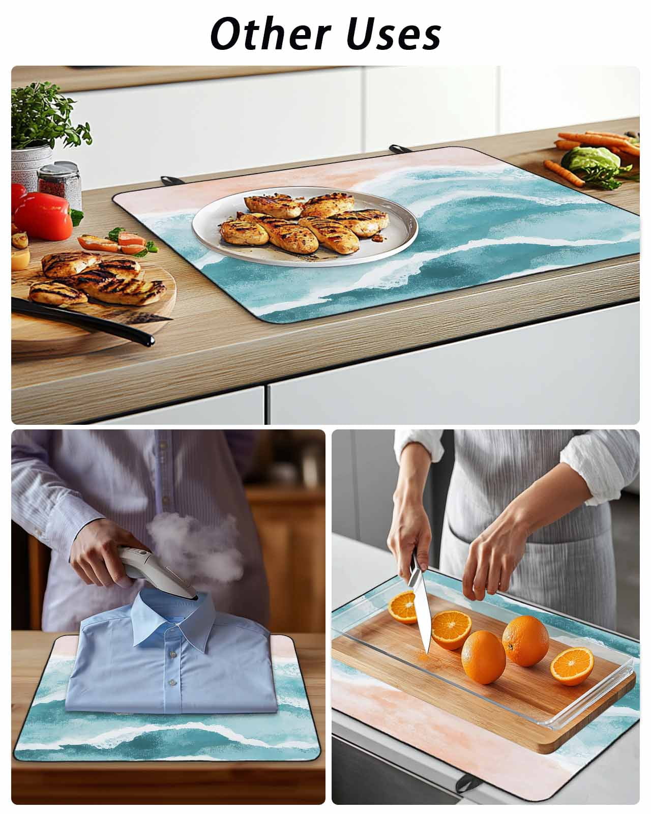 Stove Top Covers for Electric Stove, Aqua Coastal Beach Glass Stovetop Cover Protector, Modern Oil Painting Nautical Induction Cooktop Protector Oven Mat for Kitchen Countertop 28.5"x20.5"