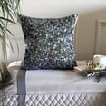 thumbnail image 4 of Cushion Cover Custom, Decorative Blue 12"x12" (30x30 cm) Throw Pillow Cover For Sofa, Silk Sequins & Peacock Pillowcase With Zipper, Abstract Pattern Modern Style - Dazzling Flora, 4 of 11