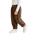 thumbnail image 3 of cfhntfmh Kids Corduroy Pants Casual Baggy Elastic Waisted Pants with Pocket Fall Winter Fashion Outfit (Brown,1-2 Years), 3 of 5