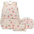 thumbnail image 1 of Set de mochilas escolares Octsky de pana beige fresa, 43 x 31 x 15 cm, 1 of 7