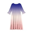 thumbnail image 4 of Abcomgle Girls Maxi Dresses 10-12 Casual A-Line 3/4 Sleeve Maxi Dress Gradient Crew Neck Sundresses Tiered Loose Dresses with Pockets,9-10 Years Pink, 4 of 5