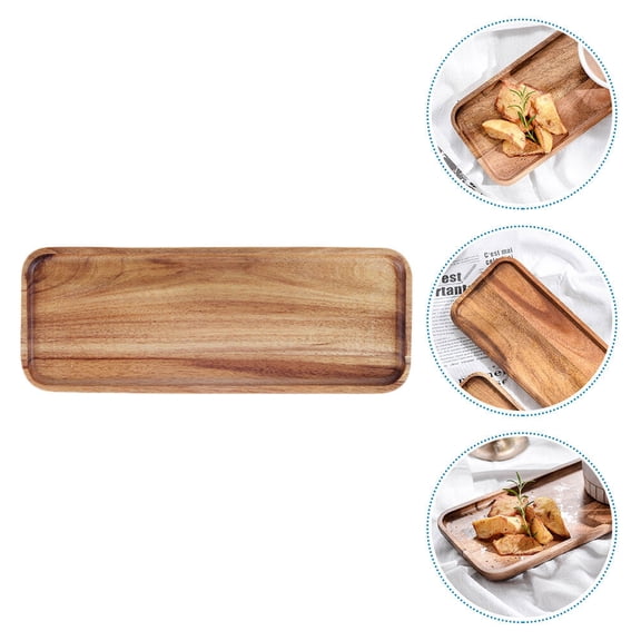 Tineasur 1Set Acacia Wood Serving Tray Decorative Trays Light Brown for Women