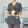 thumbnail image 5 of MLQIDK Halloween Print Scrubs for Women Plus Size Spooky Season Scrub Shirts V-Neck Short Sleeve Funny Pumpkin Ghost Bat Printed Nurse Uniforms Fun Workwear Gray 2XL, 5 of 5