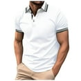 thumbnail image 5 of Kcolen Men Polo Shirt Brown Men's Casual Business Color Block Ribbed Lapel Button Down T Shirt Comfortable Stylish Wear Casual Outdoor Basic, 5 of 9