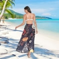 thumbnail image 7 of FORMRS Womens Long Sarong Beach Wrap Semi-Sheer Bikini Skirt Bathing Swimsuit Cover Up, Black Floral Pattern, 7 of 7
