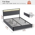 thumbnail image 3 of GUNAITO Full Bed Frame with 2 Storage Drawers, Platform Bed with Headboard, Velvet Upholstered Bed Frame with LED Lights & Charging Station, Dark Grey, 3 of 7