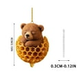 thumbnail image 3 of romoty Honey Bear Hanging Ornament, 3.15" Realistic 3D Effect Acrylic Sleeping Bear in Honeycomb for Nursery Decor, Car Mirror, Nature Themed Gift & Home Accents, 3 of 9