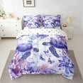 thumbnail image 2 of jejeloiu Cartoon Turtle Bedding Comforter Set 7 Pieces,Wpurple Butterfly Coral Full Bedding Set,Watercolor Splashing Ink Fitted Sheet Flat Sheet For Girls,Lightweight Bedroom Decoration Reversible, 2 of 8