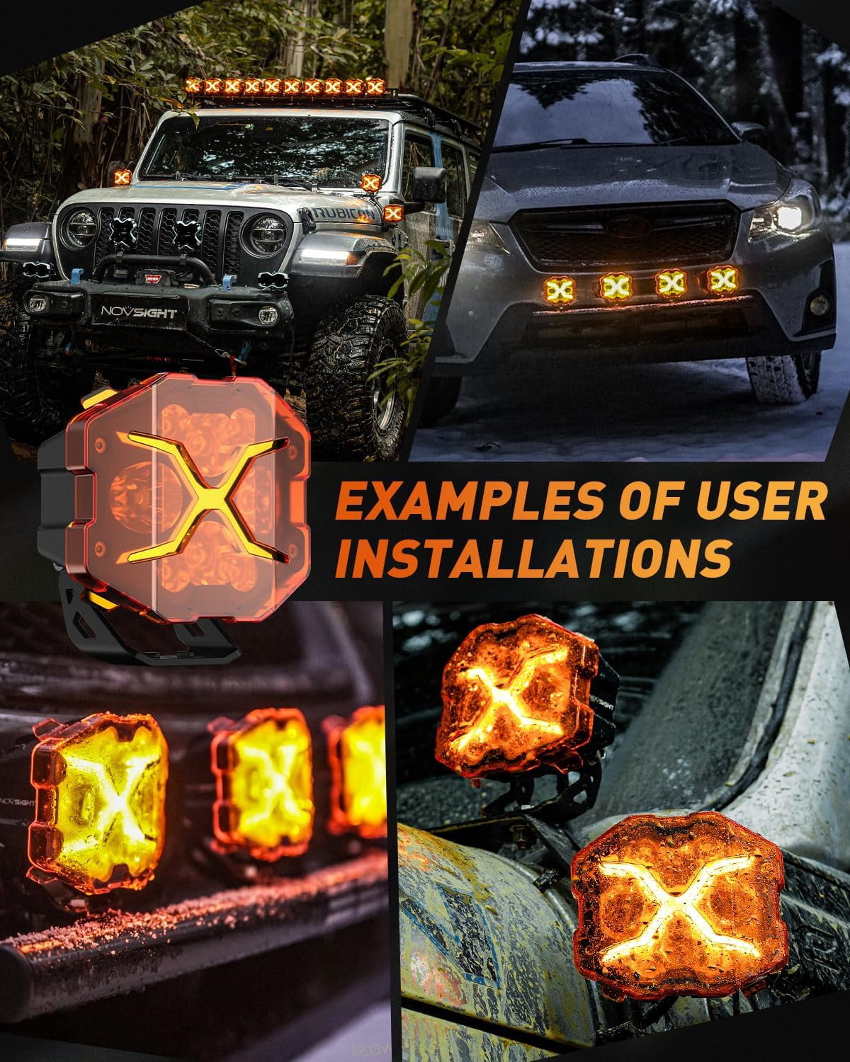 HUICHENG 4 Inch X Series LED Pods with Yellow DRL, Super Bright Drive Beam with Amber Cover, Off-road Fog Lights for Trucks Jeep Ford UTV ATV, 2-Year Warranty, Pair