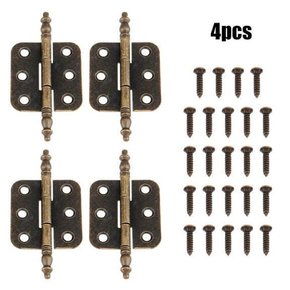 Antique Bronze Decorative Hinges for Jewelry Box, Cabinet, and Toolbox - 6 Holes, 4 Pack