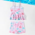 thumbnail image 5 of mgoYE 5t Girls Swimsuit One Piece Girls Swimsuit 2 Piece Tankini with Shorts Tiered Ruffle Swimwear Adjustable Straps Bathing Suit(Pink,7-8 Years), 5 of 8