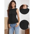 thumbnail image 2 of DARING DIVA Women's Stylish Linen Sleeveless Crew Neck Button Down Waistcoat XS Black, 2 of 7