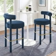 thumbnail image 2 of Bar Stool Chair Barstool, Set of 2, Midnight Blue, Velvet, Pub Cafe Bistro Dining Kitchen Hospitality Restaurant, Modern Contemporary Boutique HB36136, 2 of 11