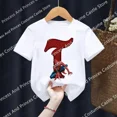 thumbnail image 3 of Camiseta de algodón para niños, niña y niño, Marvels, SpiderMan, letras de la A a la Z, ropa de dibujos animados Kawaii, camisetas para niños, camisetas casuales de moda para bebés pequeños, 3 of 5