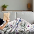 thumbnail image 3 of Thistle Soft Flannel Fleece Throw Blanket, Spring Theme Hand-Drawn Aquarelle Style Wildflowers Pattern on White Background, Cozy Plush for Indoor and Outdoor Use, 70" x 90", Multicolor, by Ambesonne, 3 of 5