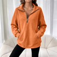 thumbnail image 6 of Women's Quarter Zip Sweatshirt Fall Casual Pullover Top with Kangaroo Pocket Relaxed Stand Collar Sweatshirts, S, 6 of 7