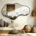 thumbnail image 5 of Bathroom Mirrors Wall Mirror Decorative 26"x 43" Asymmetrical Abstract Aviation Aluminum Frame Unique, Black, 5 of 8