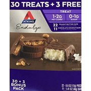Atkins Endulge Chocolate Peanut Butter Cup and Chocolate Coconut Bar Variety Pack, 33 ct.