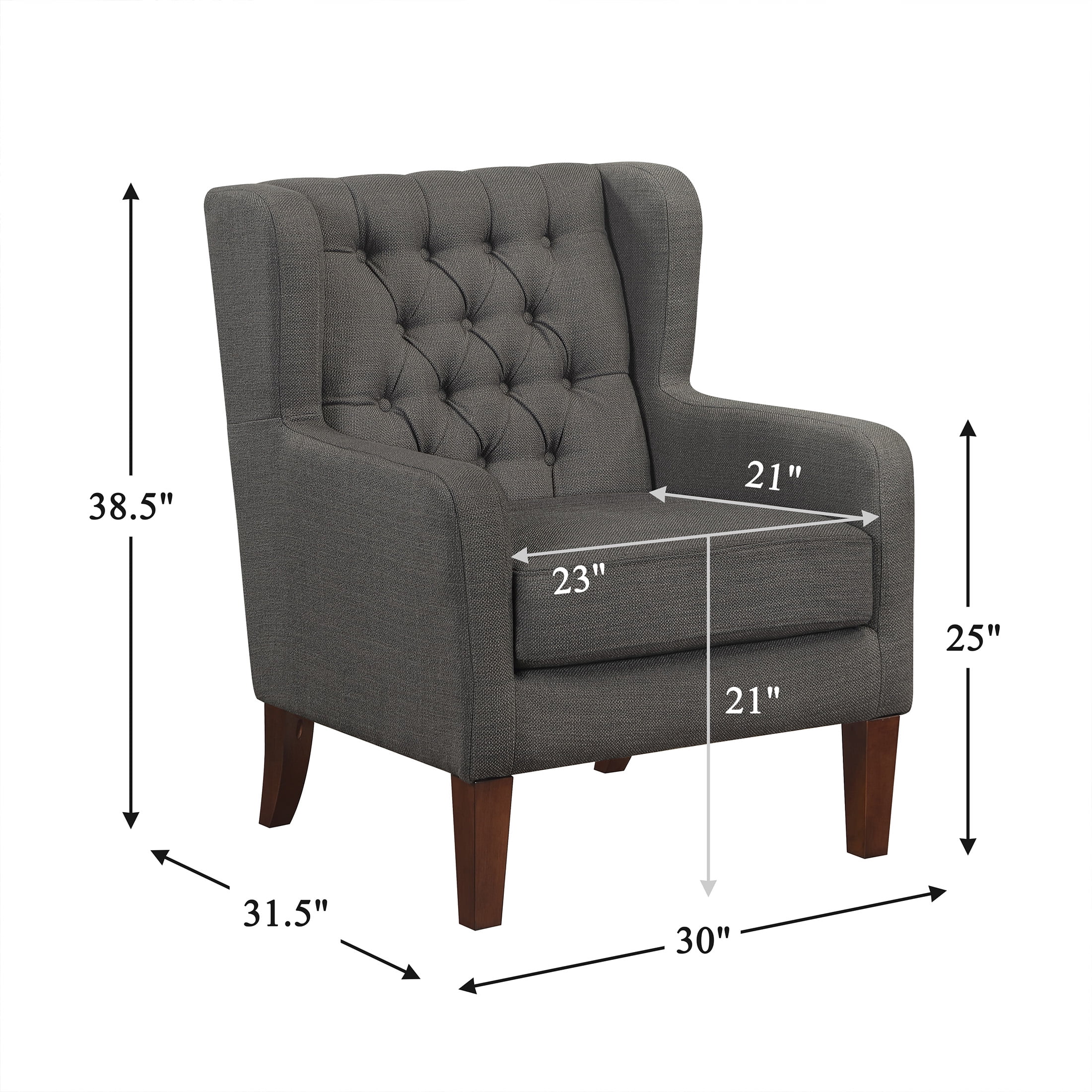 OakvillePark Varen Textured Fabric Buttom-Tufted Wing Back Accent Chair, Dark Gray