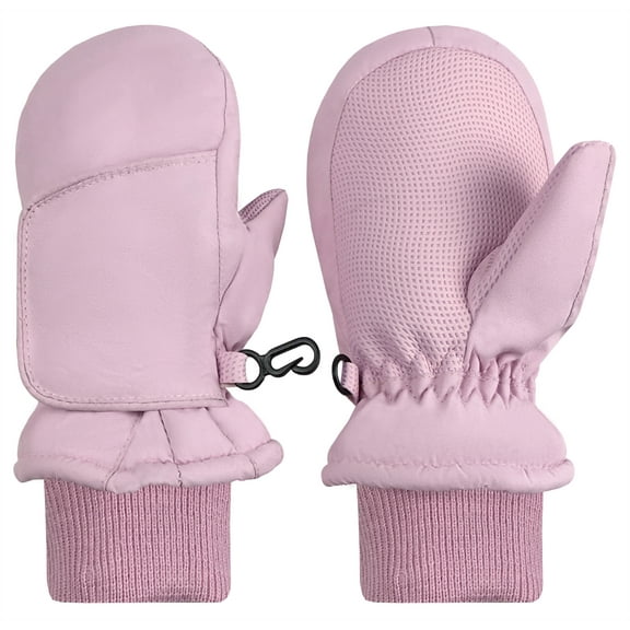 N'Ice Caps Kids Toddler Waterproof Thinsulate Mittens Winter Snow Boys Girls Easy-on Female Pink