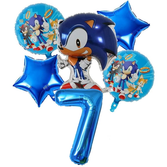6 PCS Hedgehog Balloons Birthday Party Balloon Bouquet 7th Birthday for Kids Foil