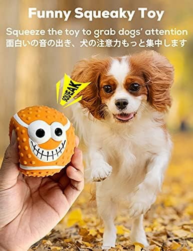 Squeaky Dog Ball, [4 Pack] Latex Rubber Dog Squeak Toys, 2.7'' Soft Bouncy Fetch Balls for Medium Small Pets Interactive Play