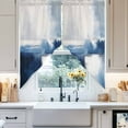 thumbnail image 4 of Abstract Paint Texture Swag Curtain Valance for Windows, White Blue Gray Stitching Window Treatments Short Swag Topper for Kitchen Windows Bathroom Bedroom, 36"x63", 4 of 8