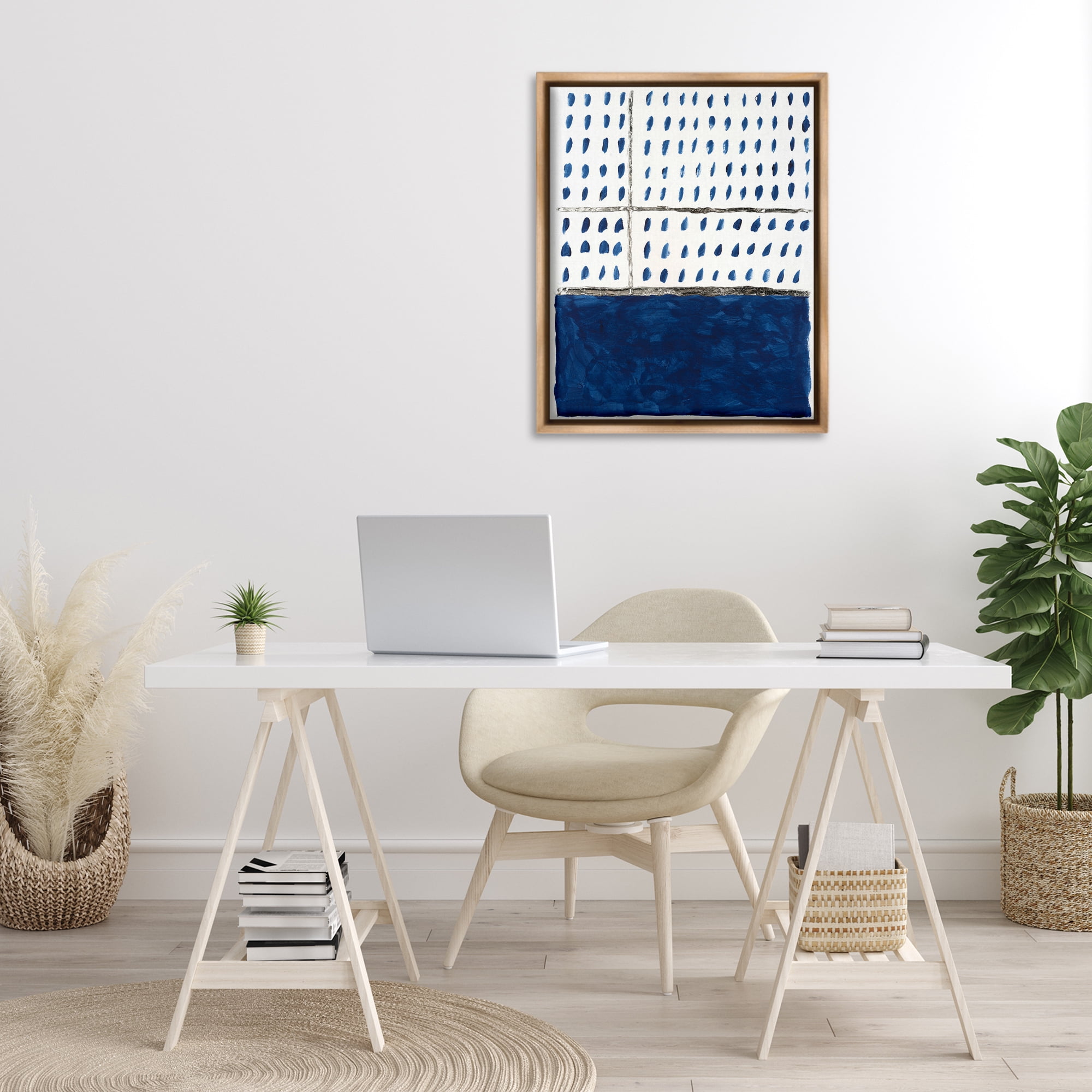 Stupell Industries Modern Dot Pattern Abstract Painting Brown Floater Framed Canvas Art Print Wall Art, 25 x 31