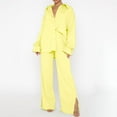 thumbnail image 3 of Scyoekwg Womens Tracksuits 2 Piece Set Fall Outfits Long Sleeve Tops Wide Leg Pants Casual Two Piece Set Fashion Matching Outfits Sweatsuit Tracksuit (Yellow,L), 3 of 7