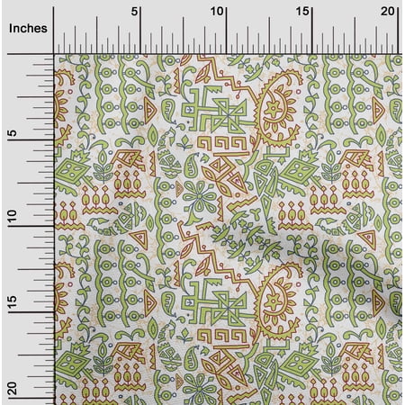 oneOone Georgette Viscose Lime Fabric Ethnic Block Craft Projects Decor Fabric Printed By The Yard 42 Inch Wide