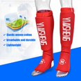 thumbnail image 3 of par de protectores de pies y piernas transpirables duraderos para MMA Boxing Karate Taekwondo (rojo L), 3 of 8
