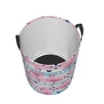 thumbnail image 3 of Bingfone Pink Striped Flamingo Waterproof Foldable Laundry Hamper Bucket With Handles For Storage Bin,Clothes Hamper (Medium), 3 of 8