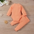 thumbnail image 4 of Mercatoo Toddler Baby Girl Clothes Fall Outfits Solid Long Sleeve Stripe Knit Sweatshirt Bodysuit + Long Pants Set, 4 of 7