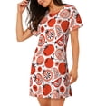 thumbnail image 2 of Balery Hand Drawn Tomatoes Camisón de manga corta con cuello redondo para mujer, cómodo y elegante., 2 of 6