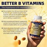 Mulittea Super B-Complex Capsules, Full Spectrum Vitamin B Blend with B12 & Folate, Energy & Nervous System Support, 120 Count