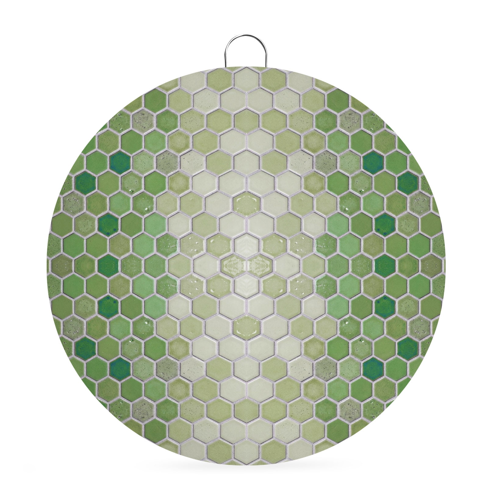 Welcome Sign for Front Door Sage Green Geometric Round Metal Wall Art Wreaths Modern Abstract Art Ombre Outdoor Indoor Wall Hanging Sign for Porch Decor Housewarming Gifts 7.9 Inch