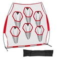 thumbnail image 1 of KFFKFF  8 x 8 ft Football Trainer Throwing Net, Training Throwing Target Practice Net with 6 Target Pockets, Knotless Net Includes Straps and Portable Carry Case, Red, 1 of 9