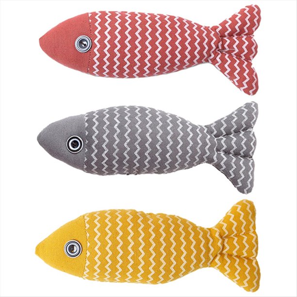 Paquete de 3 Juguetes para Gatos, Peces, Juguetes para Masticar Gatos, Juguetes con Hierba Gatera para Gatos de Interior