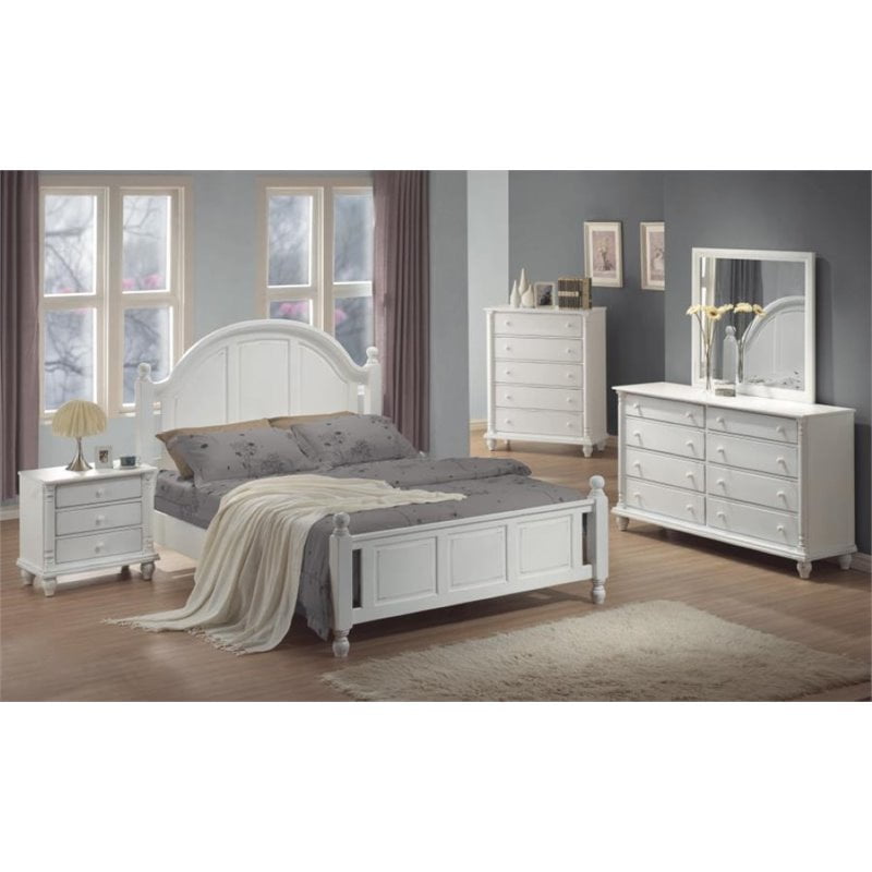 Coaster 5 Piece Queen Panel Bedroom Set In Distressed White Walmart Com Walmart Com