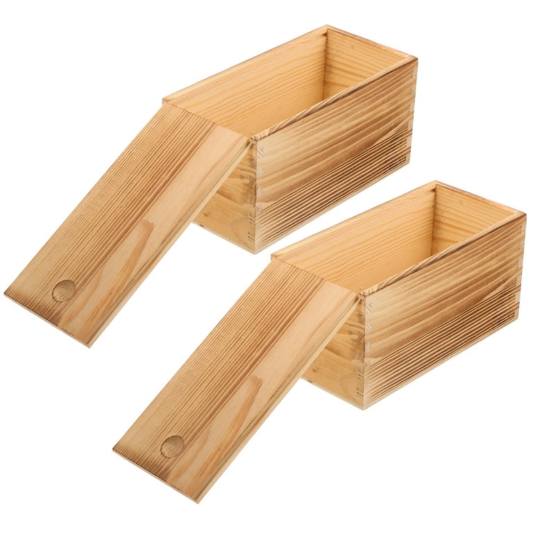 Wooden Box With Sliding Lid2pcs Wood Box Wood Packing Box Wood Storage Case  Sliding Lid Wood Storage Box for Jewelry 