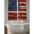thumbnail image 5 of Retro American Flag Sheer Curtains 63 Inch Length 2 Panels Set for Living Room/Bedroom, Blue Red USA Flag Vintage Wood Semi Curtain Sheers Drapes Rod Pocket Curtains Window Treatment Set 52''x63''x2, 5 of 7