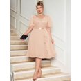 thumbnail image 5 of Champagne Plus Size V-Neck Sequin Lace Chiffon Butterfly Sleeve Ruffle Hem Evening Dress For Formal Occasions, 5 of 8