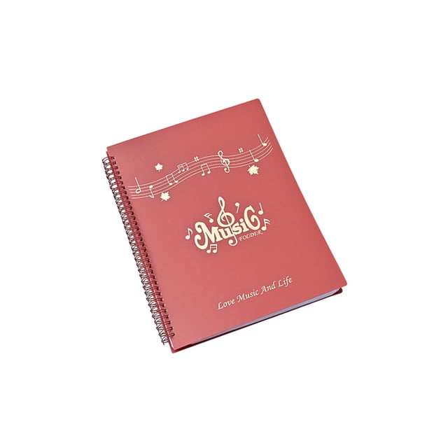 Dossier de Partitions de Musique A4 en Plastique Rouge Embossé Or 20 Pages Insert Transparent Rouge pour Partitions de Piano Non Réfléchissant 12.6x9.84x0.787 Po