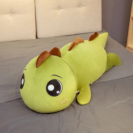 60-120CM Stuffed Fluffy Cartoon Dinosaur Doll Girlfriend Sleeping Pillow Giant Cute Crocodile Plush Toy Baby Kids Birthday Gift 100cm green 2